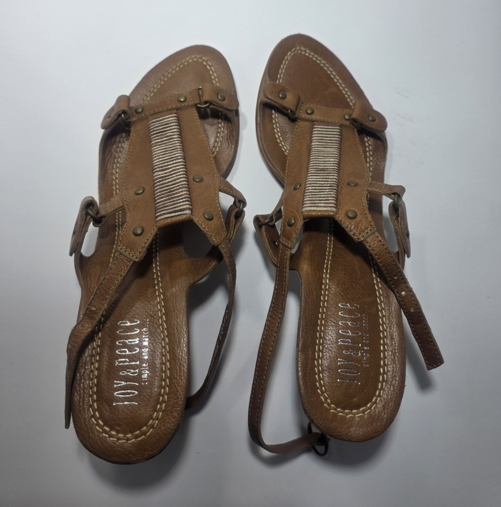 Joy & Peace Leather Brown Womens Sandals Size US 5.5  230 New